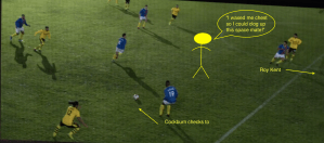 Roy Kent in the space Jamie Tartt usually takes